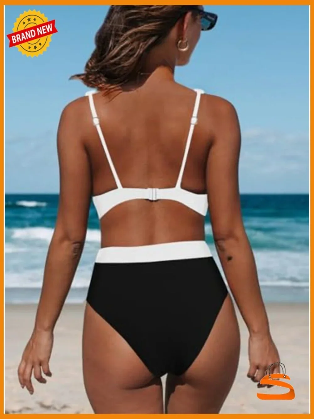 High Waisted Tummy Control Bikini Set with Padded V Neck Top